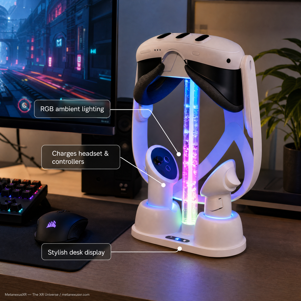 Meta Quest 3 RGB stand side profile, SKU 681700537A