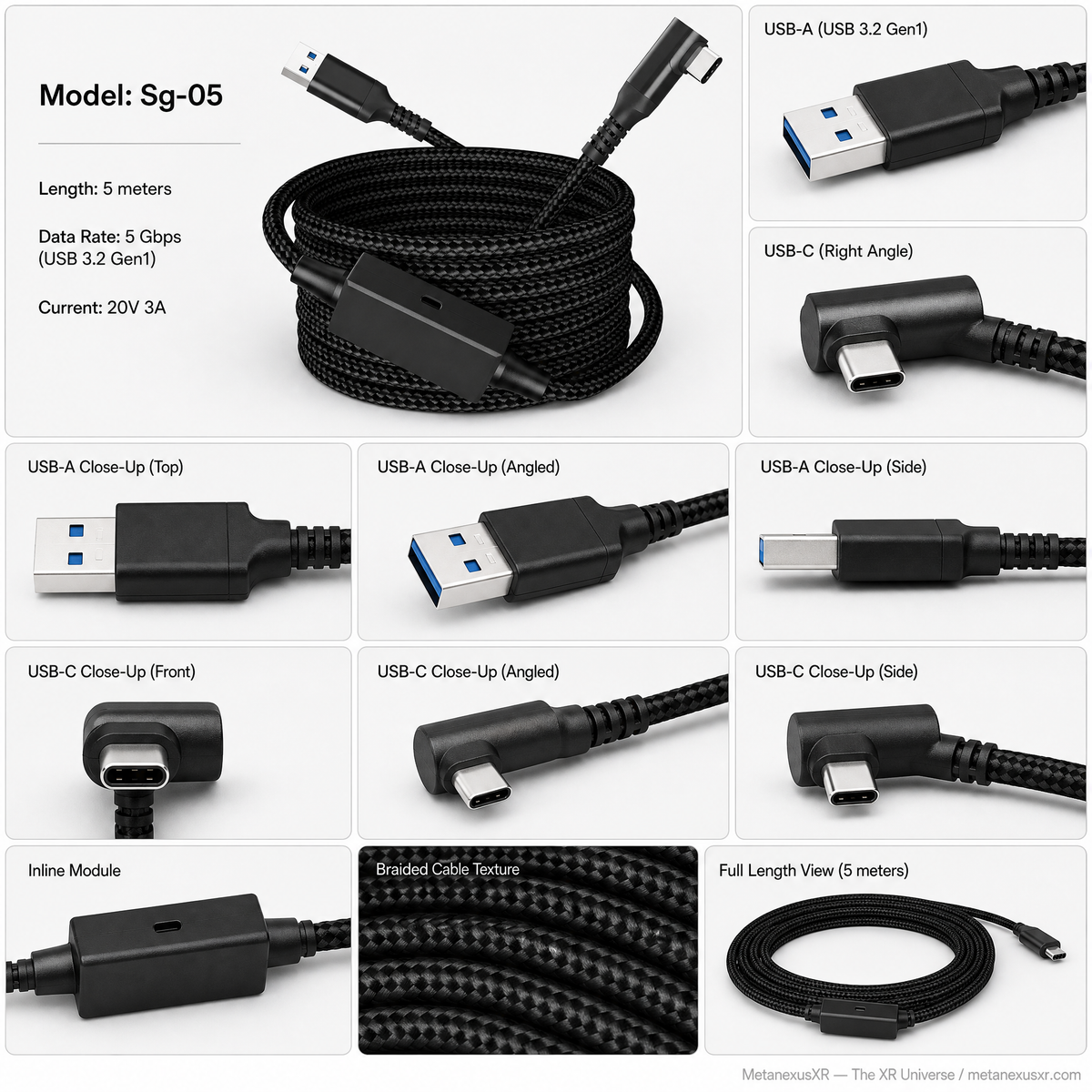 Reversible right-angle USB-C connector on Meta Quest 3 / PICO 4 link cable — Metanexus XR
