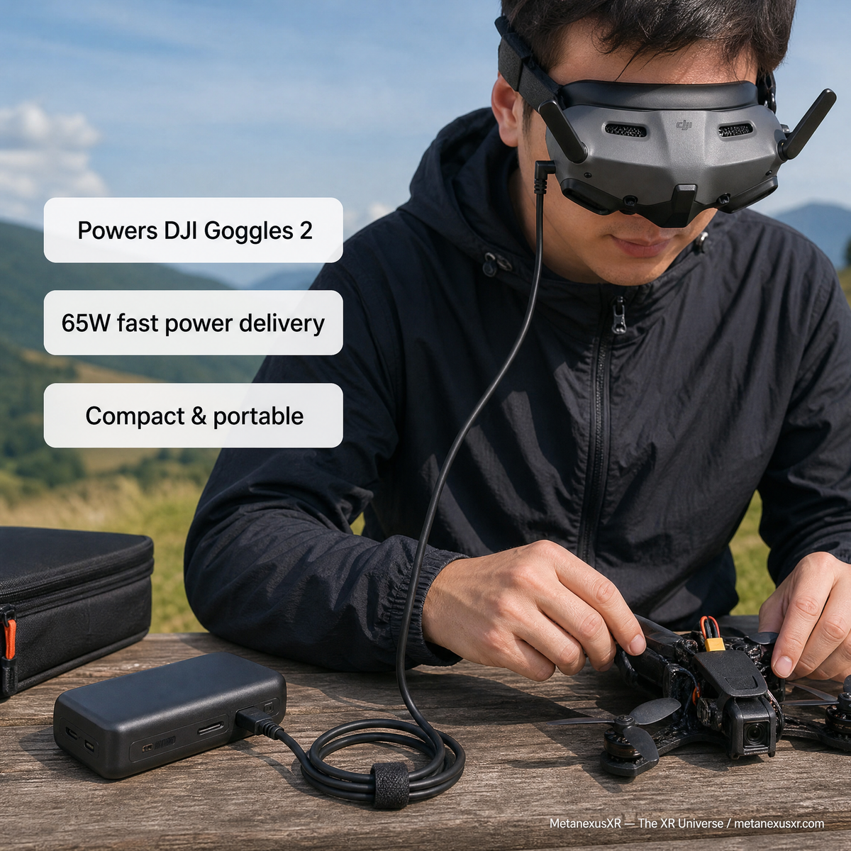 152cm length of the BRDRC DJI Goggles 2 power cable — Metanexus XR