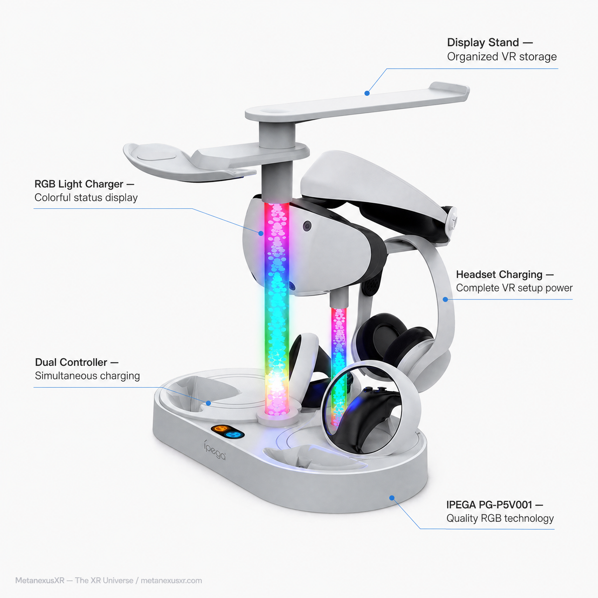 IPEGA PS5 VR stand RGB lighting detail, SKU 680701350A
