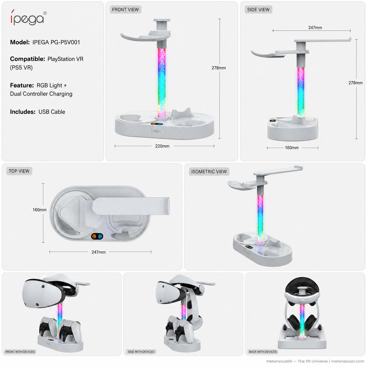 IPEGA PS5 VR stand with controllers charging, SKU 680701350A