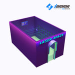 MetaNexusXR laser maze kit with vibrant green lasers piercing through smoke in an immersive game room setup. | MetaNexusXR