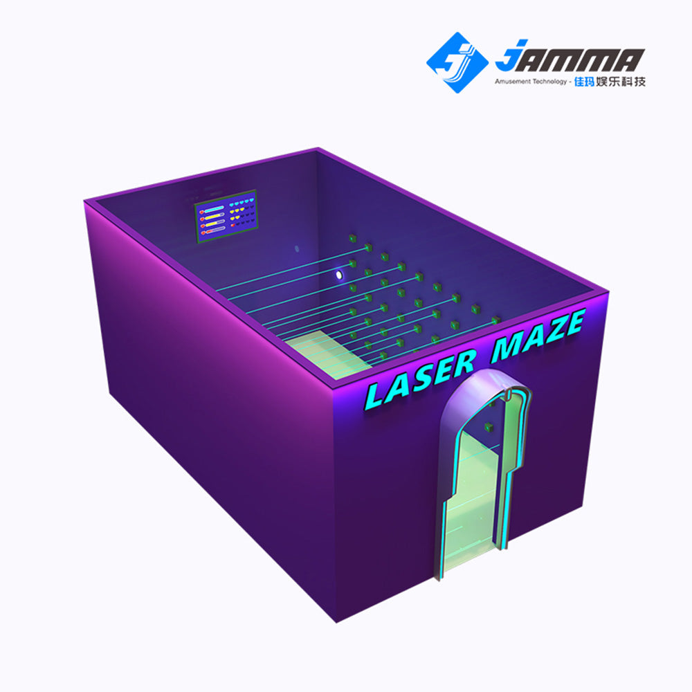 MetaNexusXR's immersive laser maze game room, with lasers cutting through smoke for an engaging atmosphere. | MetaNexusXR