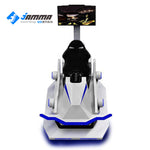 User in a MetaNexusXR VR racing car simulator, immersed in a virtual experience popularizing science and tech. | MetaNexusXR